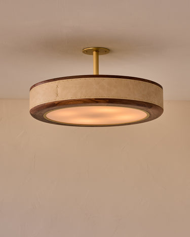 Robert True Ogden RTO Lighting 24" Nura Ceiling Fixture Pendant - Au Lait Leather#leather_au-lait-leather