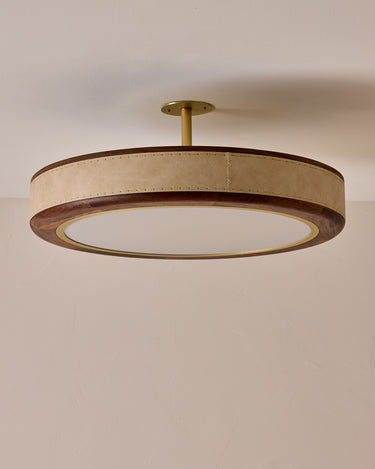 Robert True Ogden RTO Lighting 30" Nura Ceiling Fixture Pendant - Au Lait Leather#leather_au-lait-leather