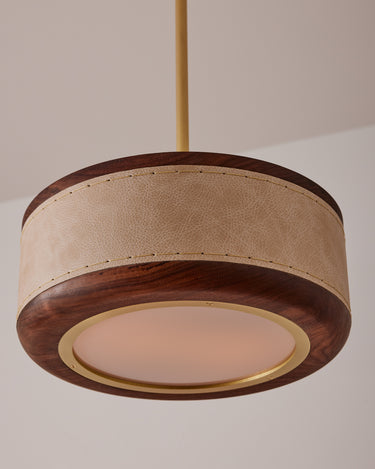 Robert True Ogden RTO Lighting 12" Nura Ceiling Fixture Pendant - Au Lait Leather#leather_au-lait-leather