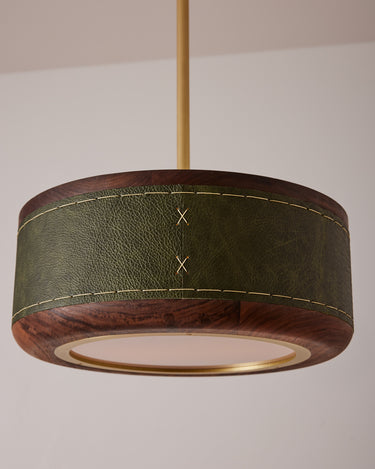 Robert True Ogden RTO Lighting 12" Nura Ceiling Fixture Pendant - Juniper Leather#leather_juniper