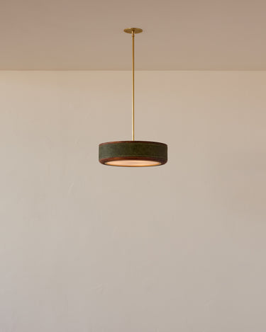 Robert True Ogden RTO Lighting 18" Nura Ceiling Fixture Pendant - Juniper Leather#leather_juniper-leather