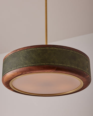 Robert True Ogden RTO Lighting 18" Nura Ceiling Fixture Pendant - Juniper Leather#leather_juniper