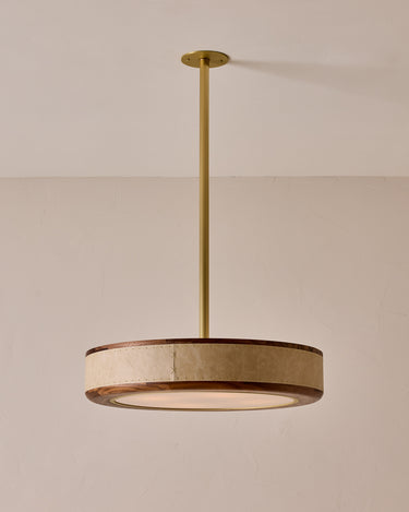 Robert True Ogden RTO Lighting 24" Nura Ceiling Fixture Pendant - Au Lait Leather#leather_au-lait-leather