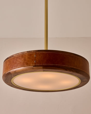 Robert True Ogden RTO Lighting 24" Nura Ceiling Fixture Pendant - Cognac Leather#leather_cognac-leather