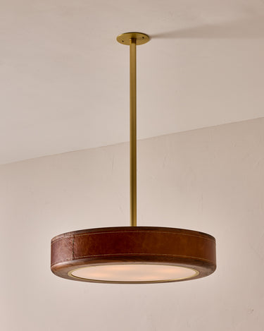 Robert True Ogden RTO Lighting 24" Nura Ceiling Fixture Pendant - Cognac Leather#leather_cognac-leather