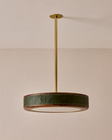 Robert True Ogden RTO Lighting 24" Nura Ceiling Fixture Pendant - Juniper Leather#leather_juniper-leather