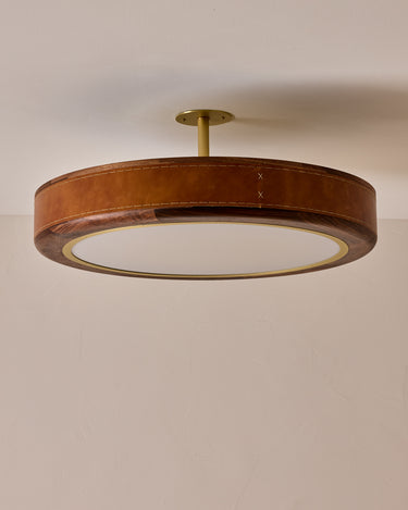 Robert True Ogden RTO Lighting 30" Nura Ceiling Fixture Pendant - Cognac Leather#leather_cognac-leather