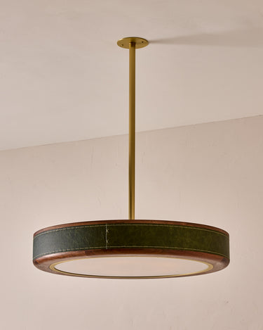 Robert True Ogden RTO Lighting 30" Nura Ceiling Fixture Pendant - Juniper Leather#leather_juniper-leather