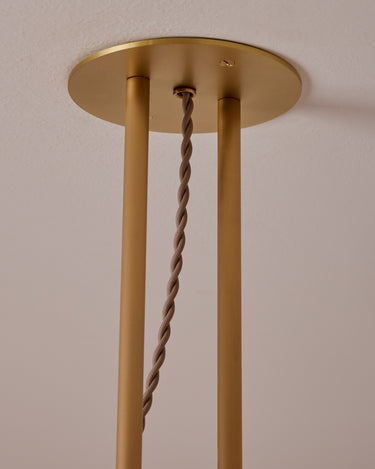 Robert True Ogden RTO Lighting - Extra Large Emil Pendant -Brushed Satin Brass Canopy with Two Drop Poles and One Beige Wire#finish_brushed-satin-brass