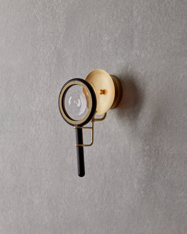 Robert True Ogden RTO Lighting Alice Sconce - Brushed Satin Brass - Dark Ash Lens Holder - Clear Glass#finish_dark-wash-ash-brushed-satin-brass #glass-style_clear-glass