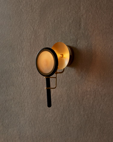 Robert True Ogden RTO Lighting Alice Sconce - Brushed Satin Brass - Dark Ash Lens Holder - Opal Glass#finish_dark-wash-ash-brushed-satin-brass #glass-style_opal-glass
