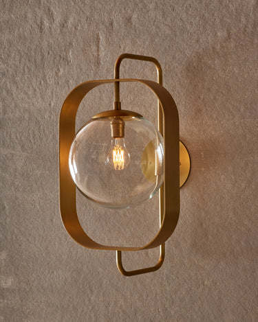 Robert True Ogden RTO Lighting - Olivia Wall Sconce - Brushed Satin Brass - Clear Glass Globe#finish_brushed-satin-brass #globe_clear-glass