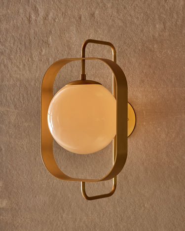 Robert True Ogden RTO Lighting - Olivia Wall Sconce - Brushed Satin Brass - Milk Glass Globe#finish_brushed-satin-brass #globe_milk-glass