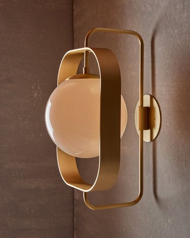 Robert True Ogden RTO Lighting - Olivia Wall Sconce - Brushed Satin Brass - Milk Glass Globe#finish_brushed-satin-brass #globe_milk-glass