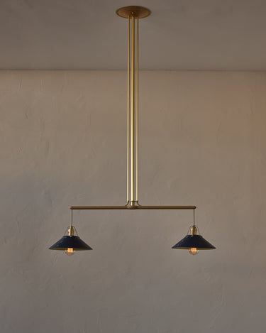 Robert True Ogden RTO Lighting - Two Arm Yaffa Chandelier - Navy Leather Shade#leather-shade_navy-leather