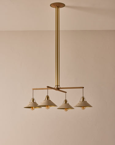 Robert True Ogden RTO Lighting - Four Arm Yaffa Chandelier - Eggshell Leather Shade#leather-shade_eggshell-leather