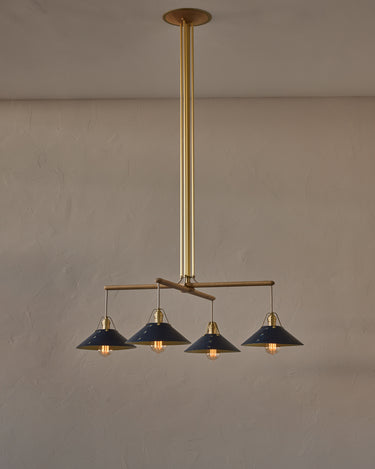 Robert True Ogden RTO Lighting - Four Arm Yaffa Chandelier - Navy Leather Shade#leather-shade_navy-leather
