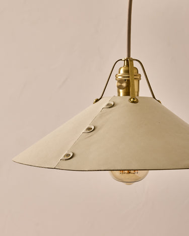 Robert True Ogden RTO Lighting - Large Yaffa Swing Arm Sconce - Eggshell Leather Shade - Natural Oak Arm - Oil Rubbed Brass Wall Brackets#leather-shade_eggshell-leather