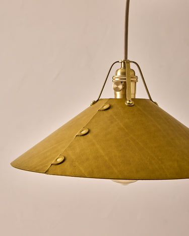 Robert True Ogden RTO Lighting - Large Yaffa Swing Arm Sconce - Spruce Leather Shade - Natural Oak Arm - Oil Rubbed Brass Wall Brackets#leather-shade_spruce-leather