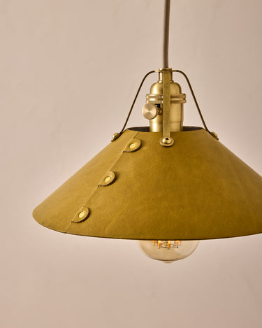 Robert True Ogden RTO Lighting - Medium Yaffa Swing Arm Sconce - Spruce Leather Shade - Natural Oak Arm - Oil Rubbed Brass Wall Brackets#leather-shade_spruce-leather