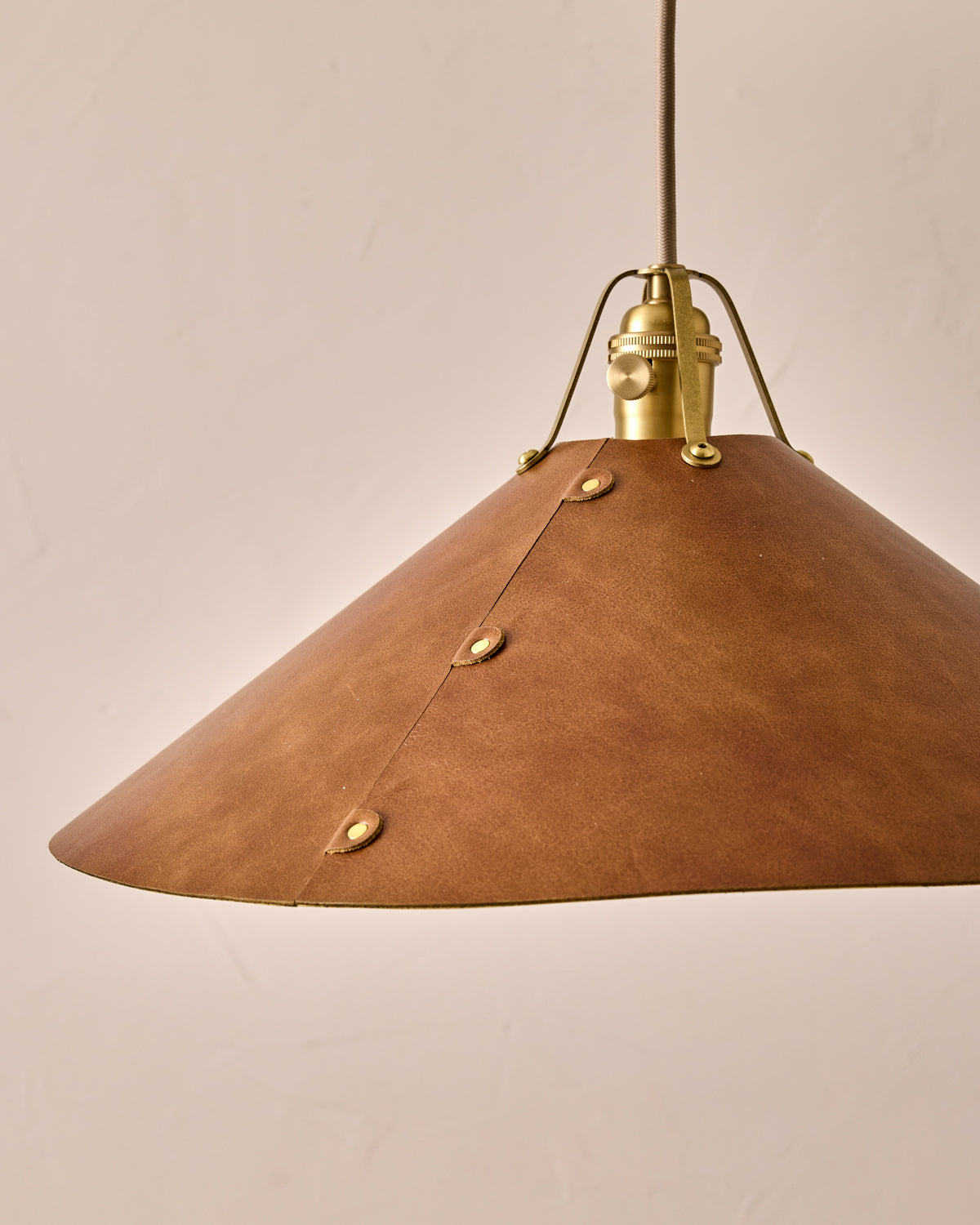 Robert True Ogden RTO Lighting - Extra Large Yaffa Swing Arm Sconce - Cognac Leather Shade - Natural Oak Arm - Oil Rubbed Brass Wall Brackets#leather-shade_cognac-leather