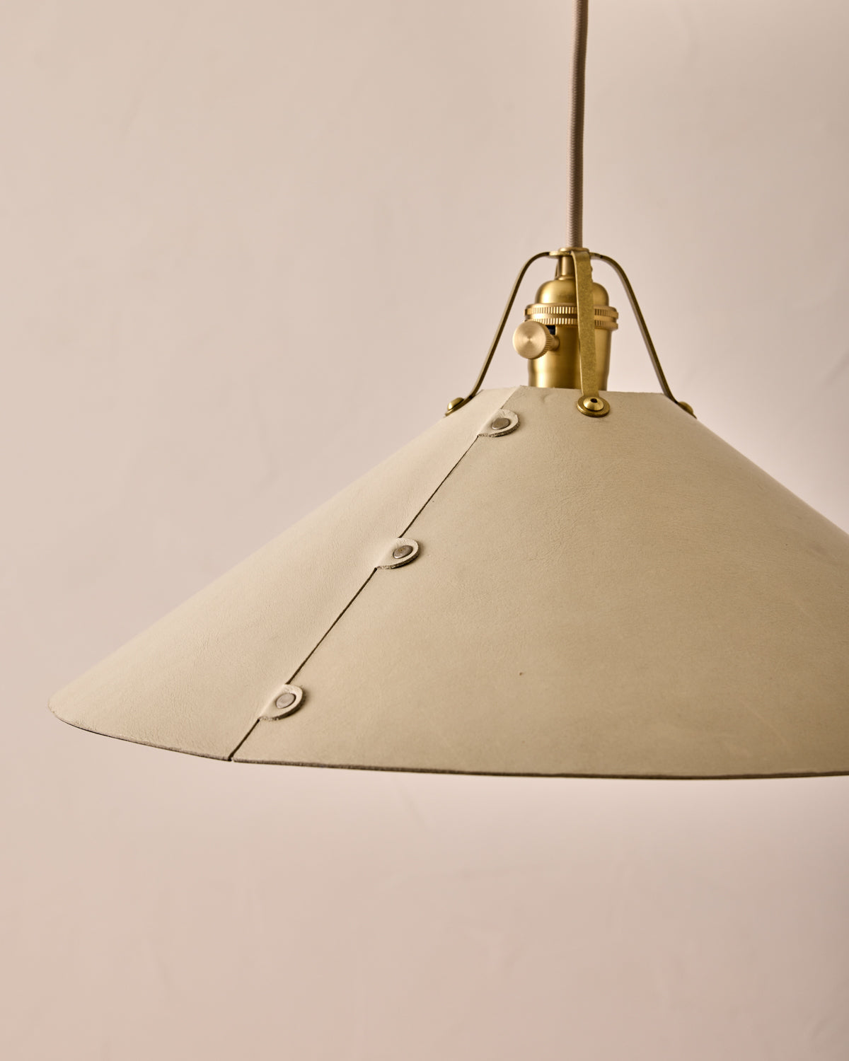 Robert True Ogden RTO Lighting - Extra Large Yaffa Swing Arm Sconce - Eggshell Leather Shade - Natural Oak Arm - Oil Rubbed Brass Wall Brackets#leather-shade_eggshell-leather