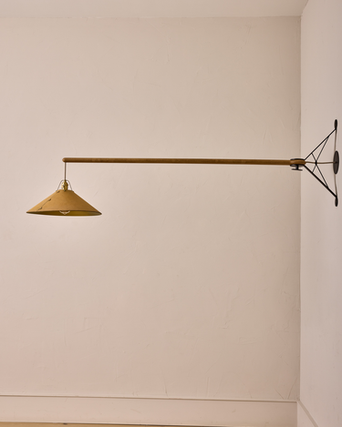 Robert True Ogden RTO Lighting - Extra Large Yaffa Swing Arm Sconce - Natural Leather Shade - Natural Oak Arm - Oil Rubbed Brass Wall Brackets#leather-shade_natural-leather