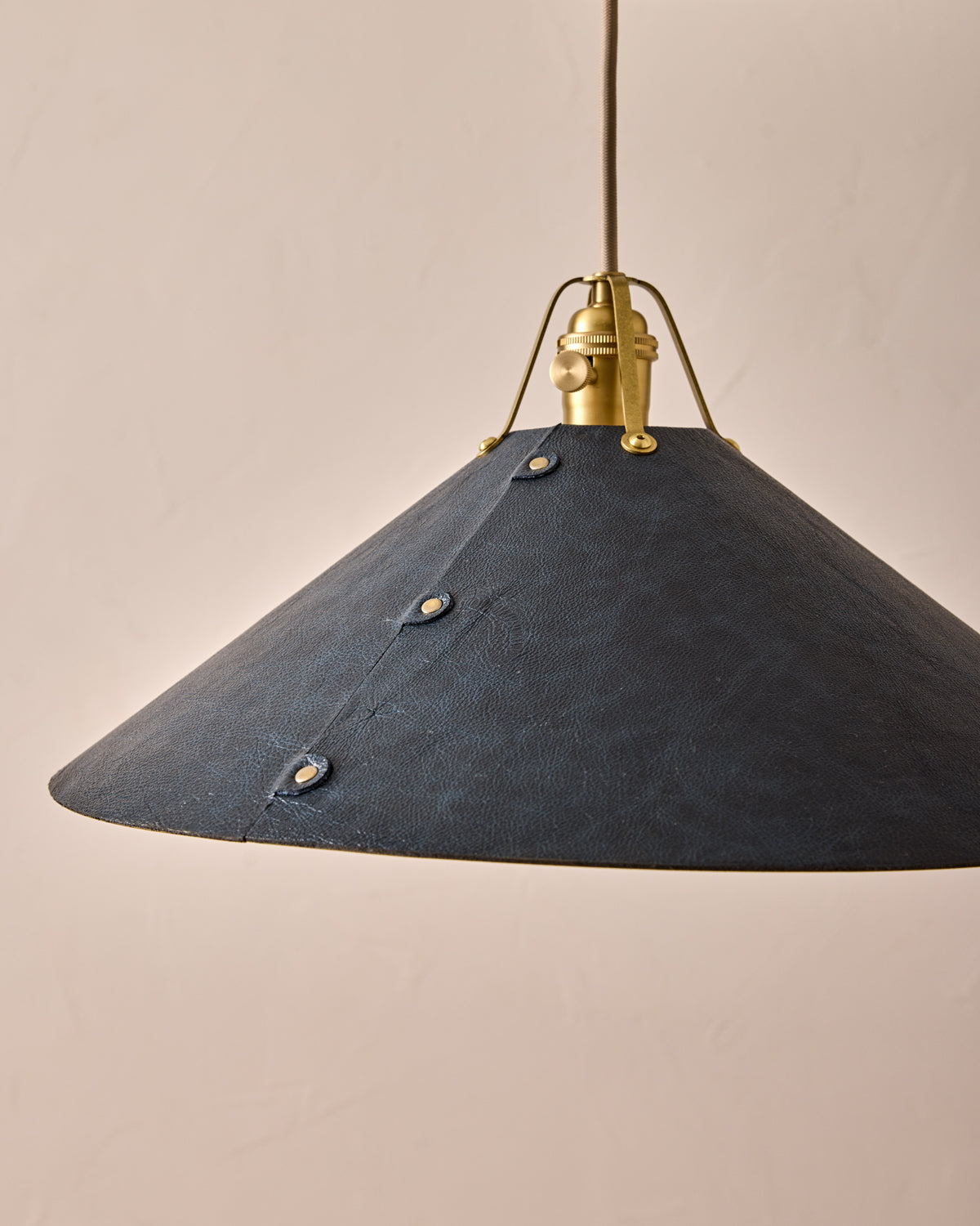 Robert True Ogden RTO Lighting - Extra Large Yaffa Swing Arm Sconce - Navy Leather Shade - Natural Oak Arm - Oil Rubbed Brass Wall Brackets#leather-shade_navy-leather