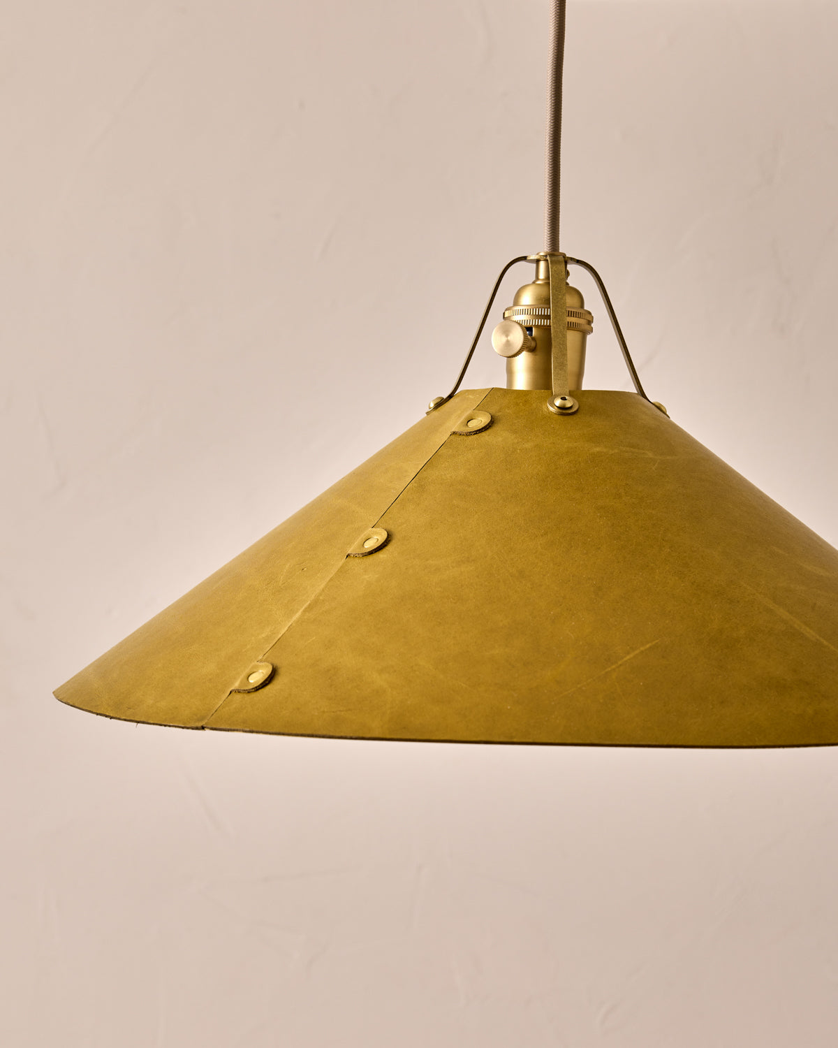 Robert True Ogden RTO Lighting - Extra Large Yaffa Swing Arm Sconce - Spruce Leather Shade - Natural Oak Arm - Oil Rubbed Brass Wall Brackets#leather-shade_spruce-leather