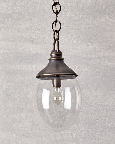 Robert True Ogden RTO Lighting - Faye Pendant - Oil Rubbed Bronze - Clear Egg Shaped Globe#finish_oil-rubbed-bronze