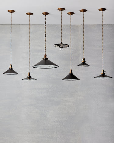Robert True Ogden RTO Lighting 8" Cone - 12" Cone - 10" Convex - 10" Flat - 12" Flat - 12" Cone - 18" Cone - Classic Mirror Pendant Group - Plain Mirror Glass