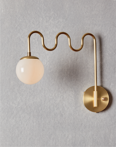 Robert True Ogden RTO Lighting Cecil Wall Sconce - Brushed Satin Brass - Milk Glass Globe#finish_brushed-satin-brass #glass_clear-glass
