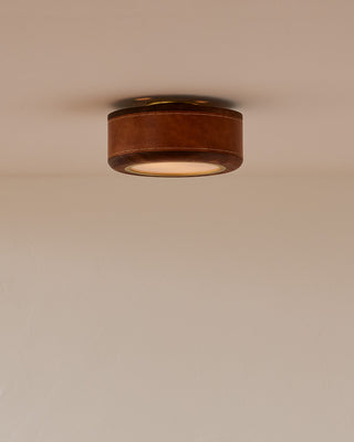 Robert True Ogden RTO Lighting 12" Nura Ceiling Fixture Pendant - Cognac Leather#leather_cognac-leather