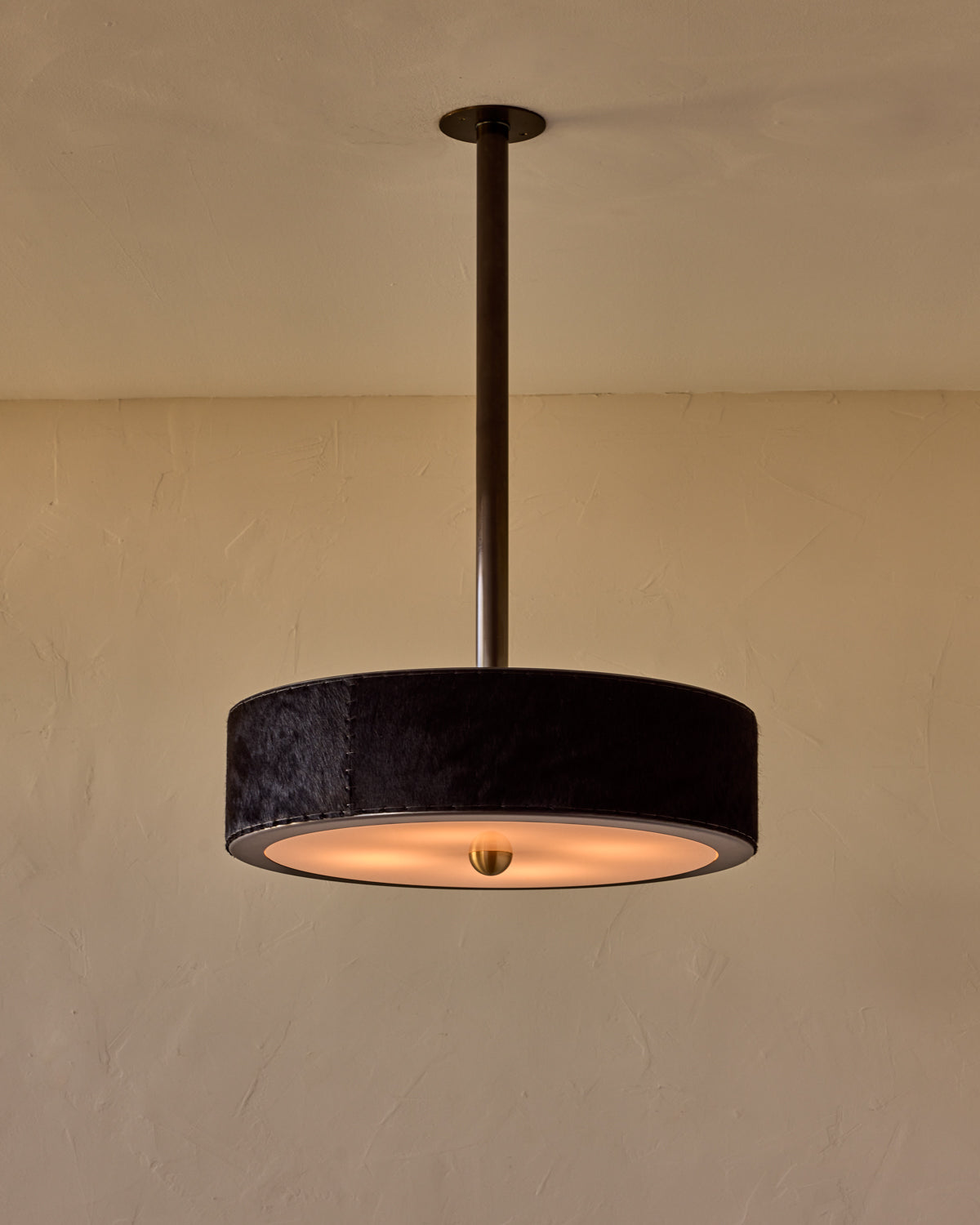 Robert True Ogden RTO Lighting Alina 24" Pendant  - Black Natural Hid Leather#natural-hide-leather_black