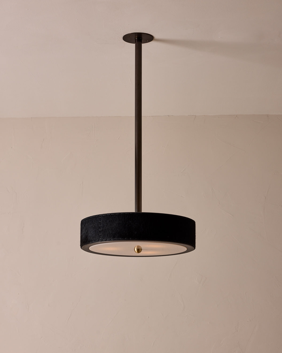 Robert True Ogden RTO Lighting Alina 18" Pendant  - Black Natural Hid Leather#natural-hide-leather_black