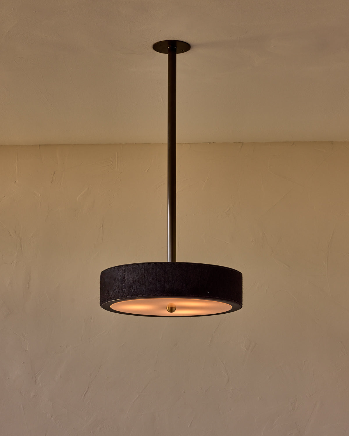 Robert True Ogden RTO Lighting Alina 18" Pendant  - Black Natural Hid Leather#natural-hide-leather_black