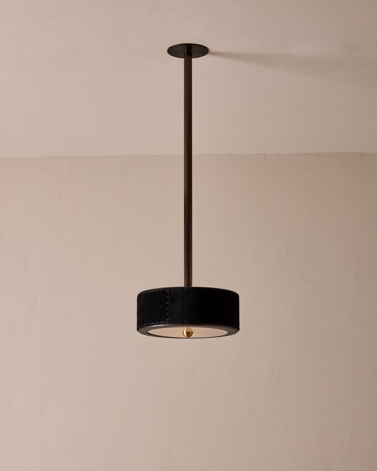 Robert True Ogden RTO Lighting Alina 12" Pendant  - Black Natural Hid Leather#natural-hide-leather_black