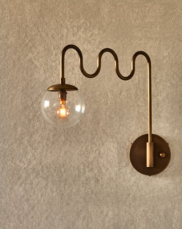 Robert True Ogden RTO Lighting Cecil Wall Sconce - Antique Brass - Clear Glass Globe#finish_antique-brass #glass_clear-glass