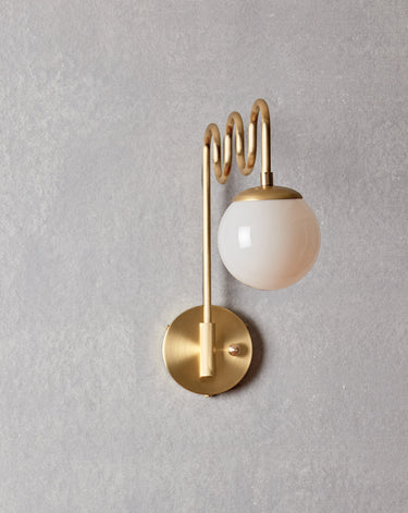 Robert True Ogden RTO Lighting Cecil Wall Sconce - Brushed Satin Brass - Clear Glass Globe#finish_brushed-satin-brass #glass_milk-glass