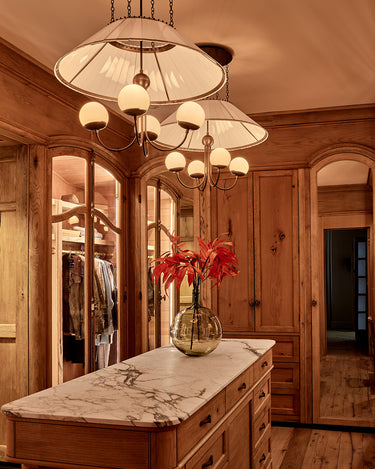 Robert True Ogden RTO Lighting  - 30" Adele Milk Glass Chandelier - Four Milk Glass Globe - Milk Glass Panels#size_30"