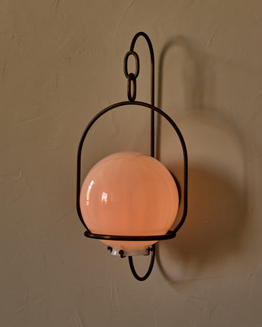 Robert True Ogden RTO Lighting - Large Emil Sconce - Brushed Satin Nickel - 10" Milk Glass Globe#finish_antique-brass #glass_milk-glass