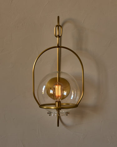 Robert True Ogden RTO Lighting - Large Emil Sconce - Brushed Satin Brass - 10" Clear Glass Globe#finish_brushed-satin-brass #glass_clear-glass