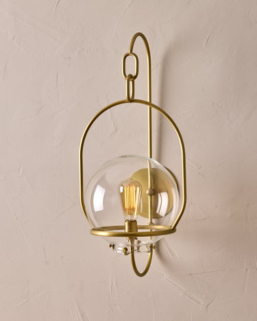 Robert True Ogden RTO Lighting - Large Emil Sconce - Brushed Satin Brass - 10" Clear Glass Globe#finish_brushed-satin-brass #glass_clear-glass
