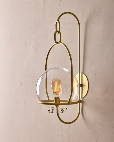 Robert True Ogden RTO Lighting - Large Emil Sconce - Brushed Satin Brass - 10" Clear Glass Globe#finish_brushed-satin-brass #glass_clear-glass