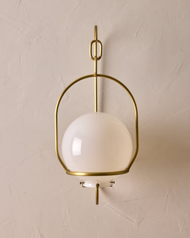 Robert True Ogden RTO Lighting - Large Emil Sconce - Brushed Satin Brass - 10" Clear Milk Globe#finish_brushed-satin-brass #glass_milk-glass