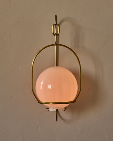Robert True Ogden RTO Lighting - Large Emil Sconce - Brushed Satin Brass - 10" Clear Milk Globe#finish_brushed-satin-brass #glass_milk-glass