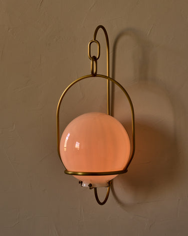 Robert True Ogden RTO Lighting - Large Emil Sconce - Brushed Satin Brass - 10" Clear Milk Globe#finish_brushed-satin-brass #glass_milk-glass