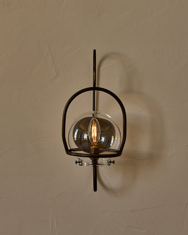 Robert True Ogden RTO Lighting - Small Emil Lantern Sconce - Antique Brass - 6" Clear Glass Globe#finish_antique-brass #glass_clear-glass
