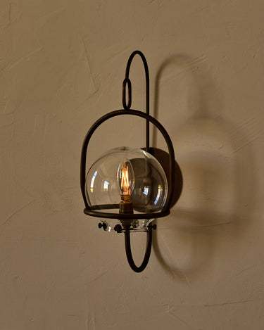 Robert True Ogden RTO Lighting - Small Emil Lantern Sconce - Antique Brass - 6" Clear Glass Globe#finish_antique-brass #glass_clear-glass