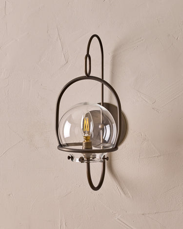 Robert True Ogden RTO Lighting - Small Emil Lantern Sconce - Antique Brass - 6" Clear Glass Globe#finish_antique-brass #glass_clear-glass
